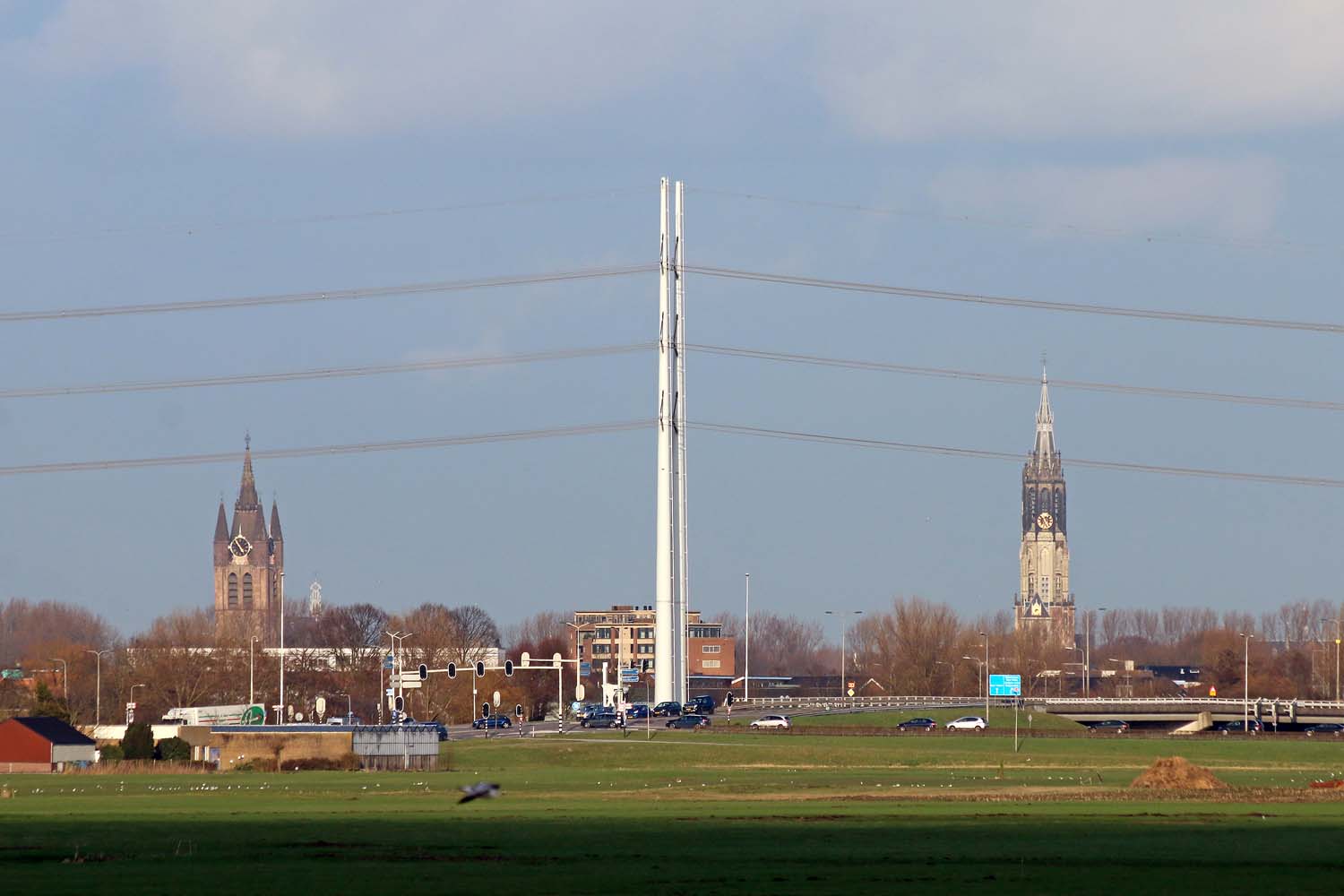 Delft vanuit de polder